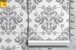 Vintage damask wallpaper gray pattern.