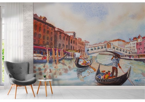 Venice gondola illustrated wallpaper 2