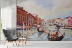 Venice gondola illustrated wallpaper