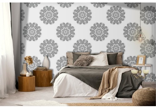 Vintage grey geometric wallpaper decoration.