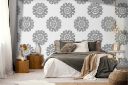 Vintage grey geometric wallpaper decoration.