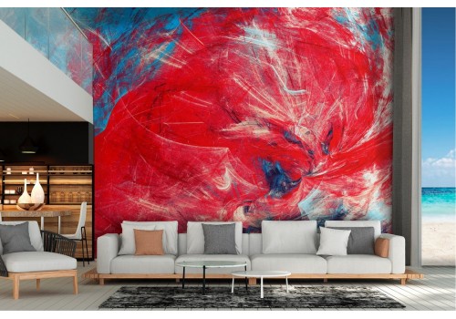 Abstract painted Wallpaper in red and blue colors
