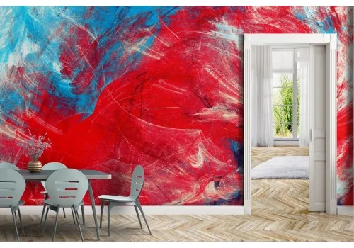 Abstract painted Wallpaper in red and blue colors 2