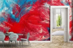 Abstract painted Wallpaper in red and blue colors