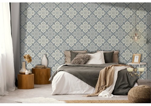 Vintage wallpaper with geometric pattern decoration.