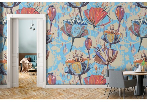 Abstract flowers nature modern design wallpaper.