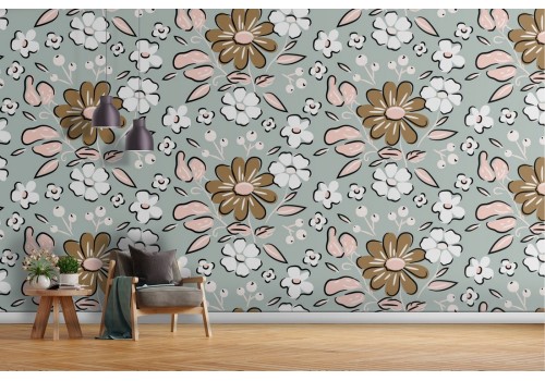 Abstract flowers nature modern design wallpaper.