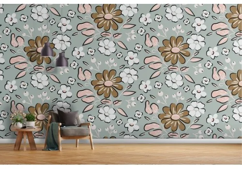 Carta da Parati fiori astratti natura design moderno.