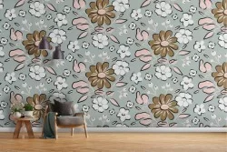 Carta da Parati fiori astratti natura design moderno.