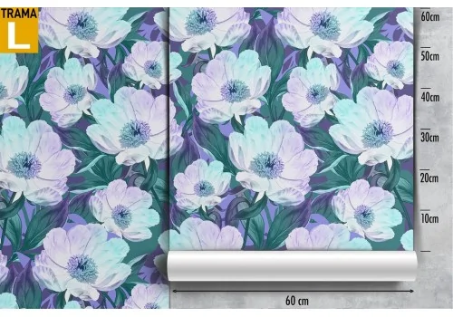 Carta da Parati fiori bianchi natura design moderno. 2