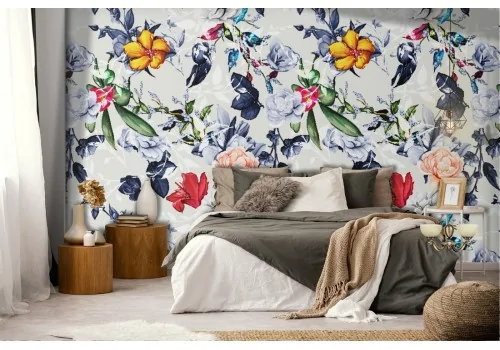 White flowers nature vintage pattern wallpaper.631