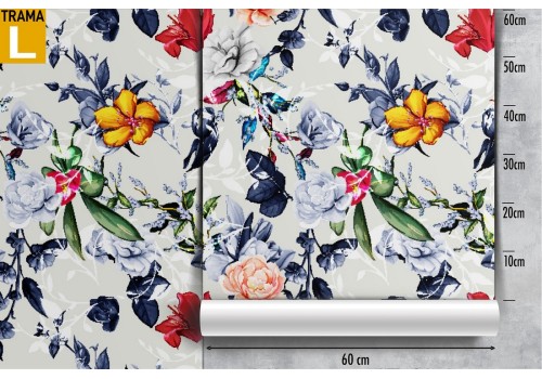 Carta da Parati fiori bianchi natura vintage pattern. 2