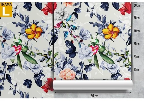 White flowers vintage nature pattern wallpaper. 2