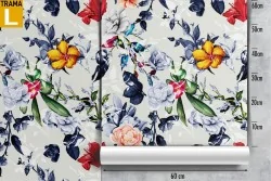 White flowers vintage nature pattern wallpaper.