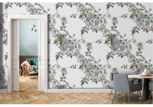 Vintage nature white flowers wallpaper.