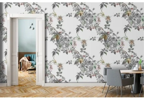 Vintage nature wallpaper with white flowers.632