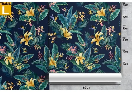 Modern nature wallpaper with tropical flowers and leaves. 2
