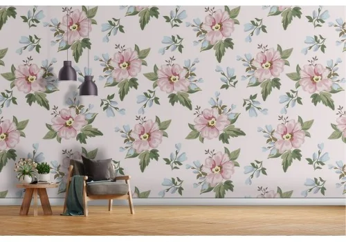 Pink flowers nature vintage pattern wallpaper.635