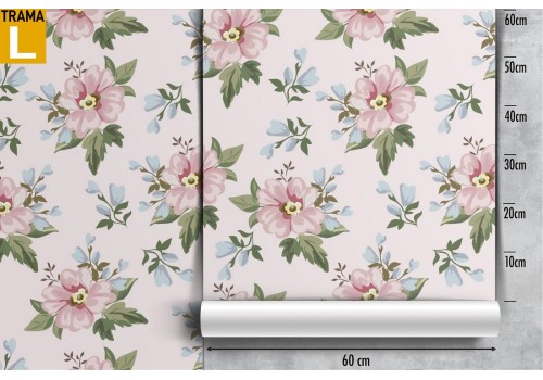Pink flowers nature vintage pattern wallpaper. 2