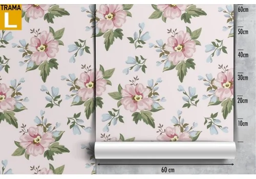 Pink flowers nature vintage pattern wallpaper. 2