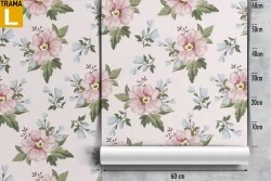 Pink flowers nature vintage pattern wallpaper.