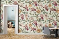 Carta da Parati fiori rosa natura vintage pattern.