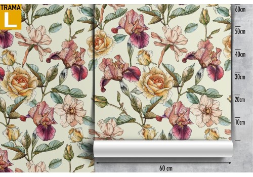 Carta da Parati fiori rosa natura vintage pattern. 2