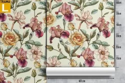 Pink flowers nature vintage pattern wallpaper.