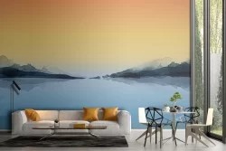 Carta da Parati paesaggio astratto mare con tramonto