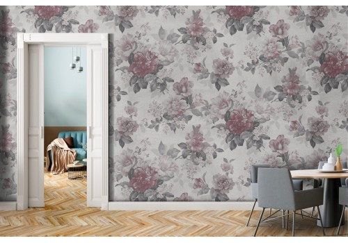 Vintage red flowers nature pattern wallpaper.