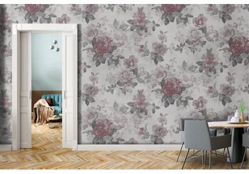 Red Flowers Vintage Nature Pattern Wallpaper.637