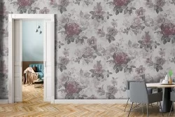 Vintage red flowers nature pattern wallpaper.