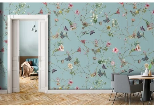 Carta da Parati fiori vintage natura pattern.