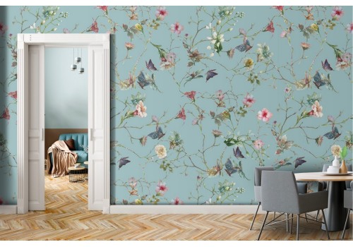 Vintage nature flowers wallpaper pattern.