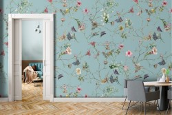 Vintage nature flowers wallpaper pattern.