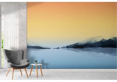 Abstract landscape wallpaper with sea sunset 2