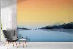 Abstract landscape wallpaper with sea sunset