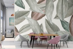 Vintage nature leaf design wallpaper.