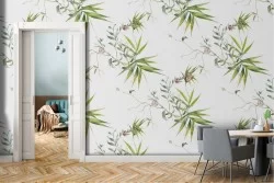 Tropical leaves nature pattern wallpaper.