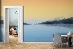 Carta da Parati Alba Tramonto Astratta Moderna Spiaggia e Mare