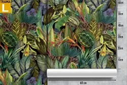 Carta da Parati foglie tropicali natura vintage.