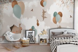 Carta da Parati bambini animali con palloncini