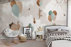 Carta da Parati bambini animali con palloncini