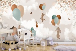Carta da Parati bambini animali con palloncini