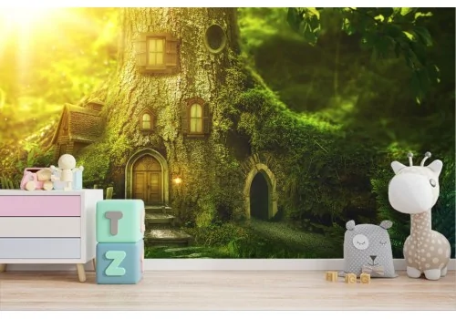 Wallpaper house in the forest fantasy landscape 2