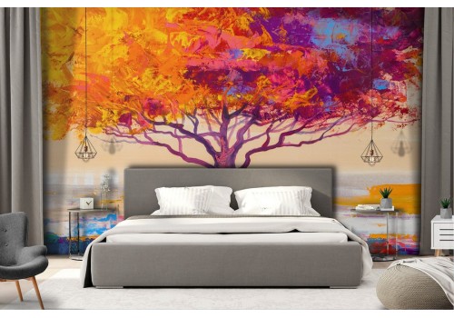Abstract tree painted wallpaper 2