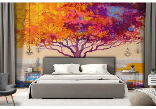 Abstract tree painted wallpaper 2