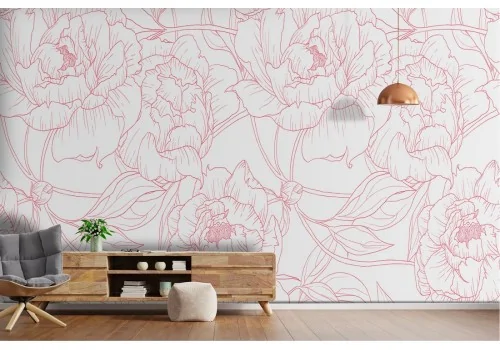 Wallpaper stylized flowers pink lines nature 2