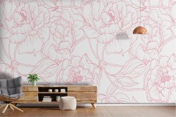 Wallpaper stylized flowers pink lines nature