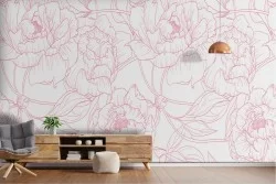 Wallpaper stylized flowers pink lines nature